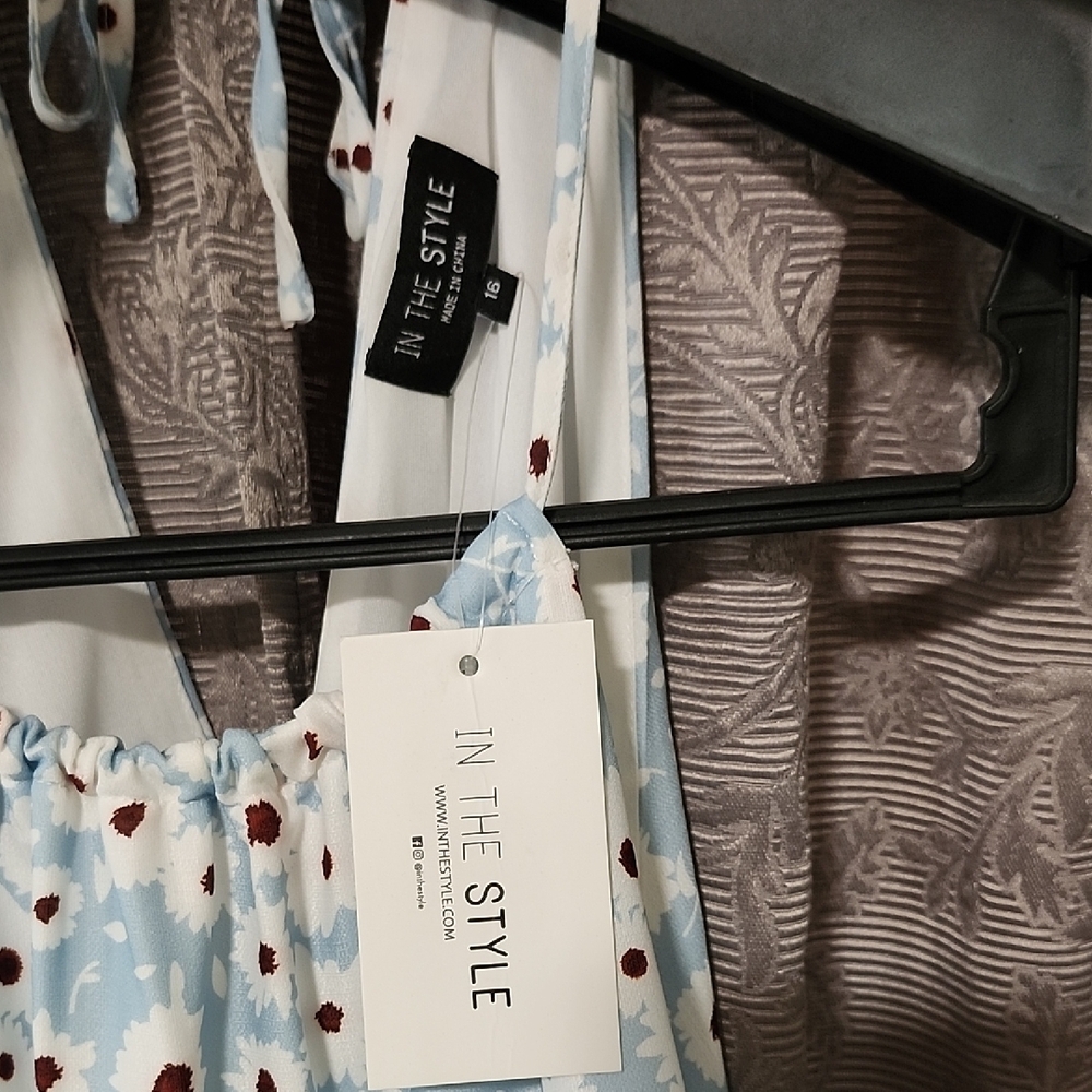 Floral Blue Mini Dress - Picture 2 of 4